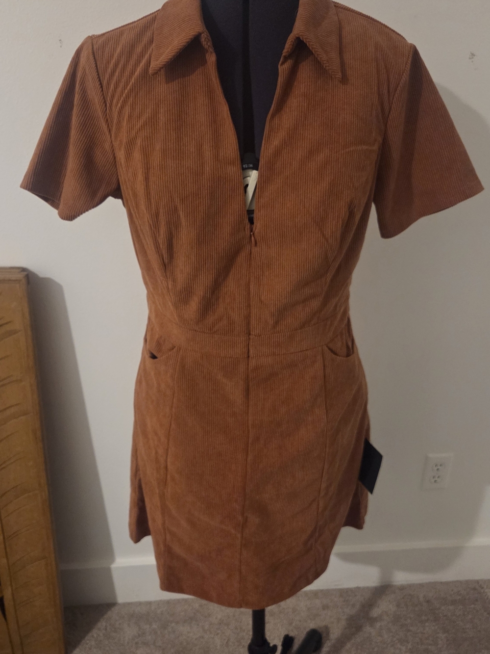 NWT- Lulu's Rust Brown Corduroy Slim Dress